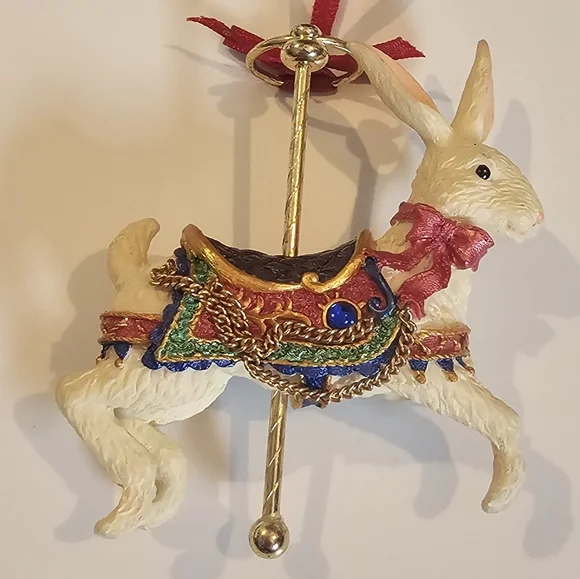 Carousel LION ELEPHANT RABBIT/ HARE Hanging Christman Ornaments 3 pieces - Picture 8 of 10